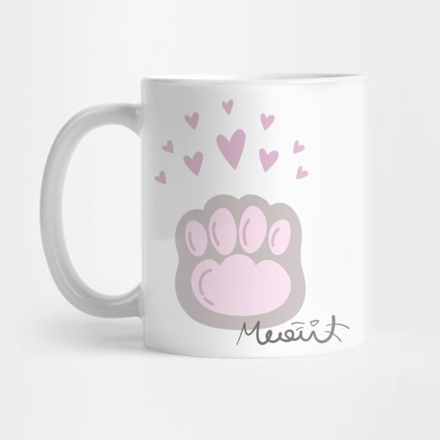 Pink Kitty Cat Paw and Hearts MEAU! by Rightshirt